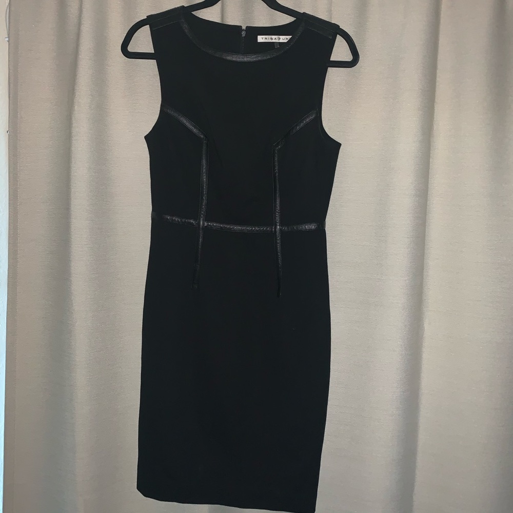 Trina Turk Sleeveless sheath dress, leather trim
